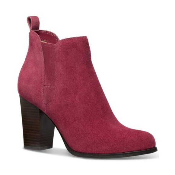 Michael Kors Evaline Logo Trim Boots Mulberry 6 Stacked Heel $179 - Picture 1 of 1